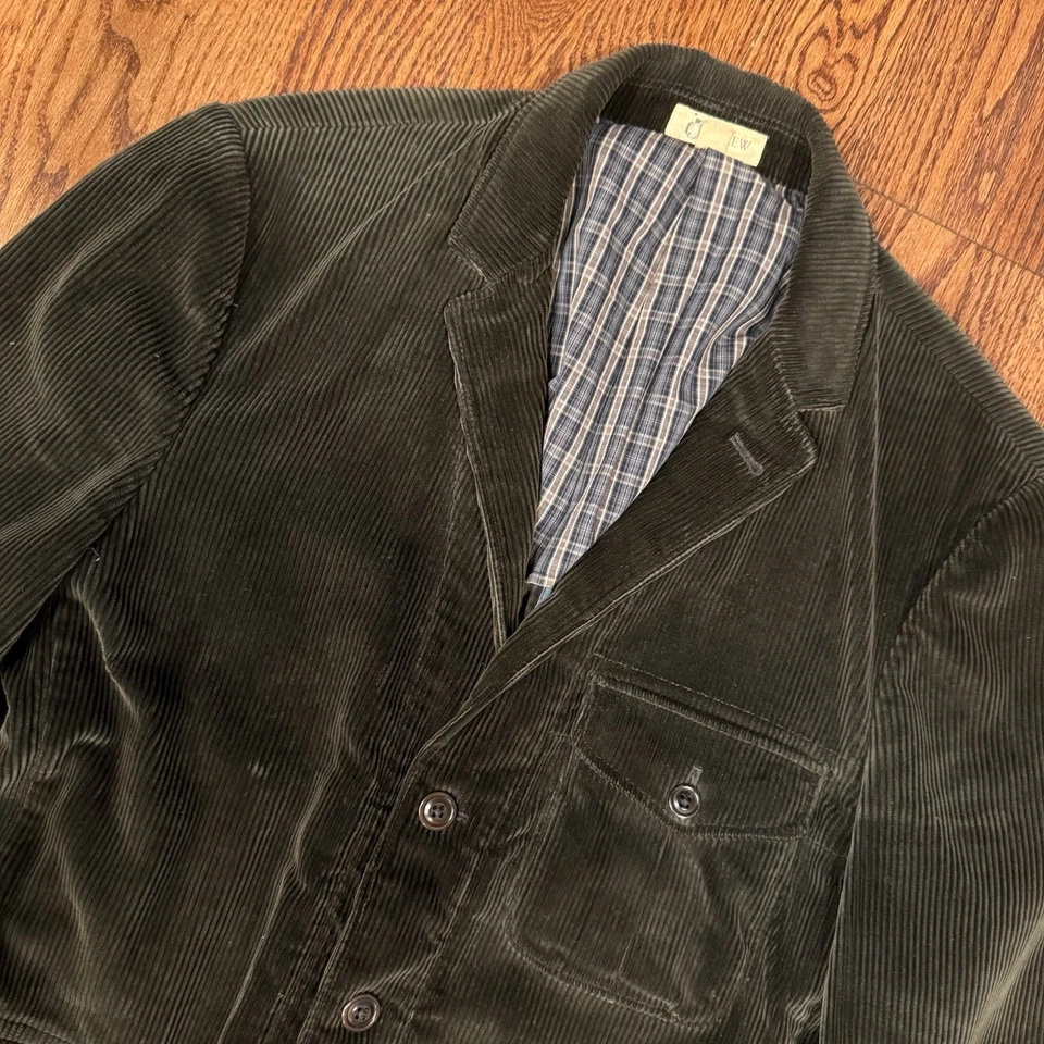 Chaqueta Blazer De Colección J Crew Pana Tareas Granero Para Hombre Grande Verde Oscuro 3 Botones Foto 3 de 4