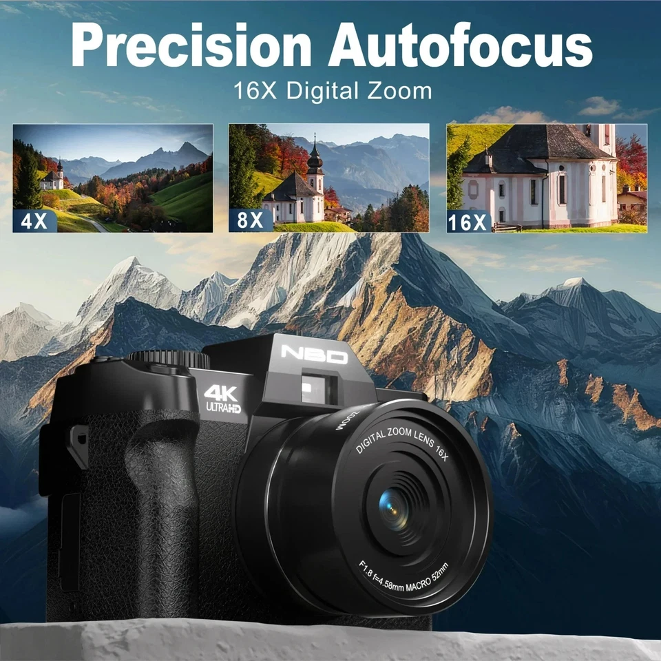 Digitalkamera 4K 48MP 16X mit Wifi 32GB Kart Fotokamera Fotoapparat für Vlogging - Bild 2 von 4