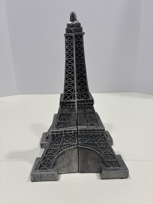 Eiffel Tower Architecture Bookends Resin Antique Gray Black 3D Effect