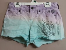 Disney Junior The Little Mermaid Ariel Dip Dye Cut Off Shorts Size 1 Purple Blue