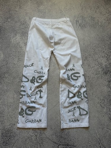 Vintage Dolce and Gabbana Womens White Linen Multilogo Pants Size L-XL - Picture 6 of 14