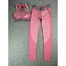 Gymshark Pink Marl Seamless Sports Bra Leggings Set Moisture Wicking Size Small