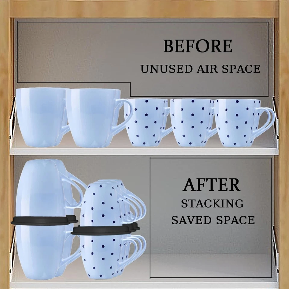 Apilador de tazas armario de cocina estante organizador para armario y despensa negro  Foto 2 de 4