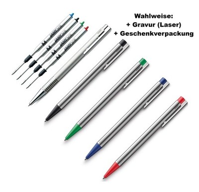 LAMY LOGO Kugelschreibe silber | Ersatz Mine M16 schwarz blau grün rot - Auswahl