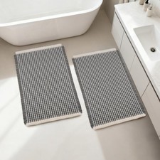 Waffle Bath Mat Super Absorbent, 18" 30" 18" 30", Grey White