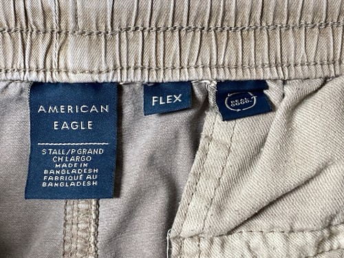 Men's Cargo Pants American Eagle Size S Tall Flex Relaxed Pull-on Pocket Med Tan - Picture 11 of 21