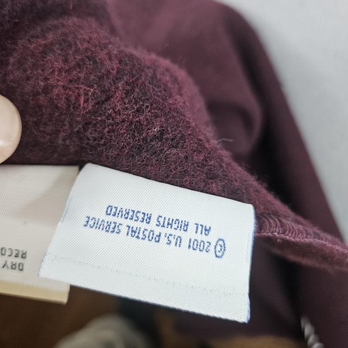 Vintage Woolrich Wool Blanket Made in USA USPS Winged Wheel Embroidered Burgundy - Picture 10 of 10
