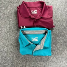 Under Armour HeatGear Loose Fit Polo Shirts Men's XL Burgundy  Teal