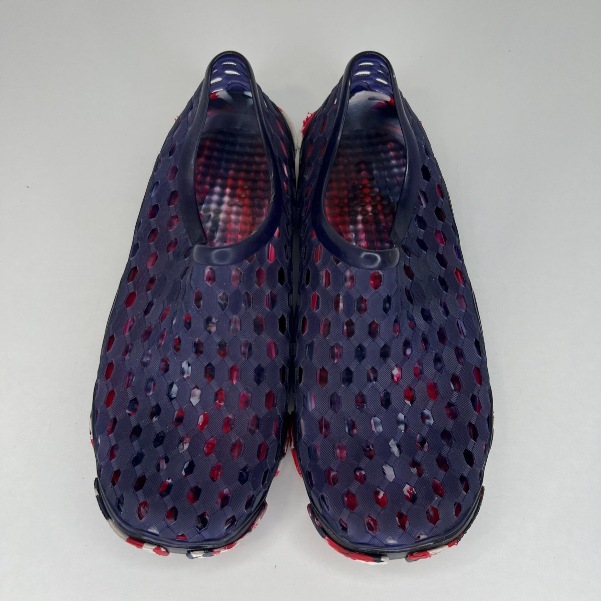 Mens Navy Blue Caged Water Holes Flexible Rubber Slip On 