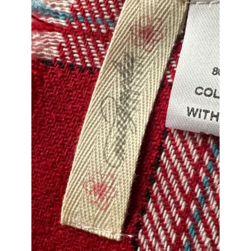 Magnolia Boutique Red Black Plaid Wool Blend Blanket Throw - Picture 4 of 5