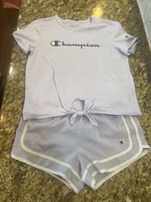 girls champion youth large purple Shorts And Shirt Set