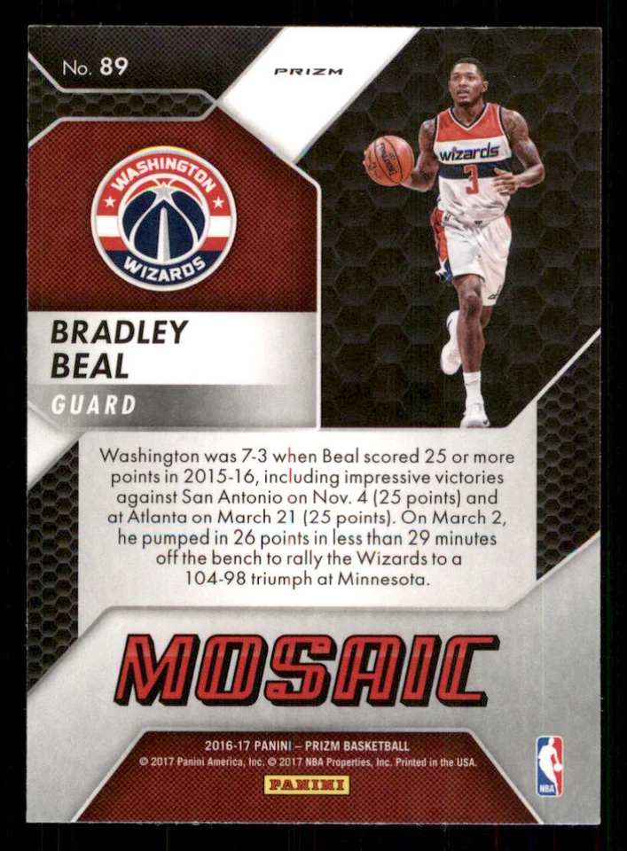 2016-17 Panini Prizm Mosaic #89 Bradley Beal - Image 2 of 2