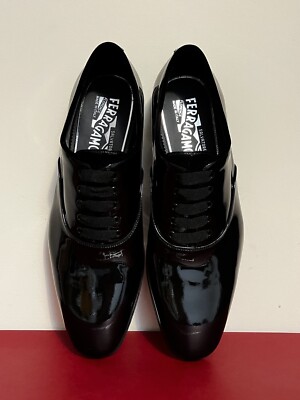 SALVATORE FERRAGAMO Belshaw 9 E Patent Leather Lace Up | eBay