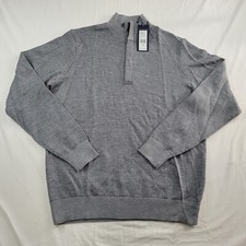 Vineyard Vines Sweater Men Medium Gray 1/4 Zip 100 Merino Wool M Pullover NEW