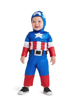 Baby Capitan America Costume Bambino Vestito Carnevale Mesi