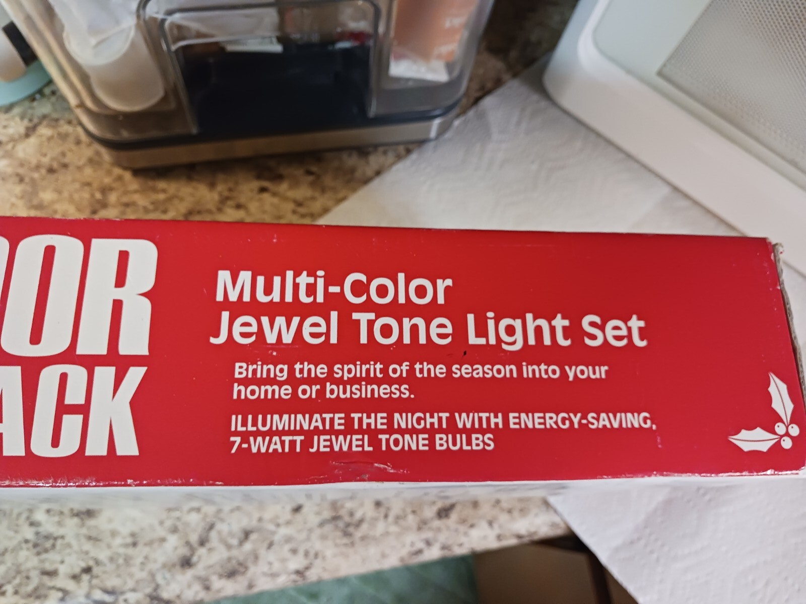 Vintage Large C9 Transparent Jewel Tone Christmas Lights Outdoor Box