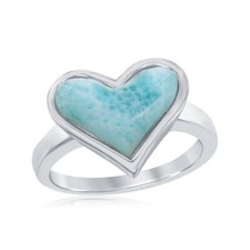 Sterling Silver Heart-Shaped Larimar Ring