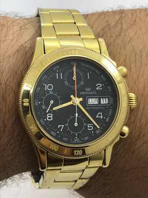 PRYNGEPS CHRONOGRAPH AUTOMATIC SENIOR GOLD PLATED MENS 40mm SWISS MADE |  eBay