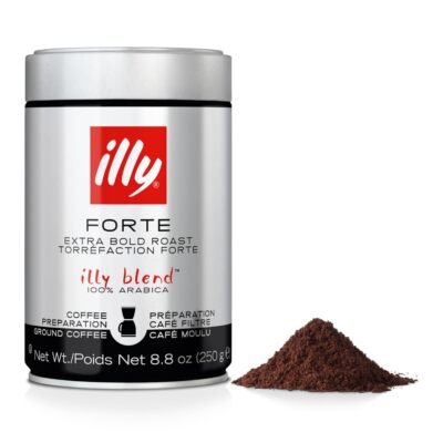 Illy Forte Extra Dark Roast Ground Coffee 8.8 Ounce Intense Aroma Dark Chocolate