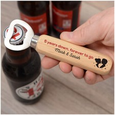 1st 2nd 5th Anniversary Gifts Husband Boyfriend PERSONALISED Wood Bottle Opener