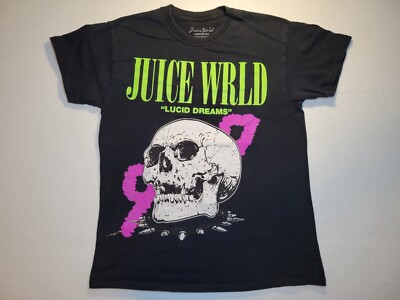 Juice World Lucid Dreams 999 Skull Concert Tee Neon Green Pink Black Shirt M