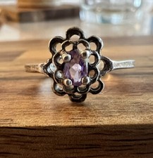 STERLING SILVER .25 CARAT AMETHYST SOLITAIRE RING SIZE 8 8056