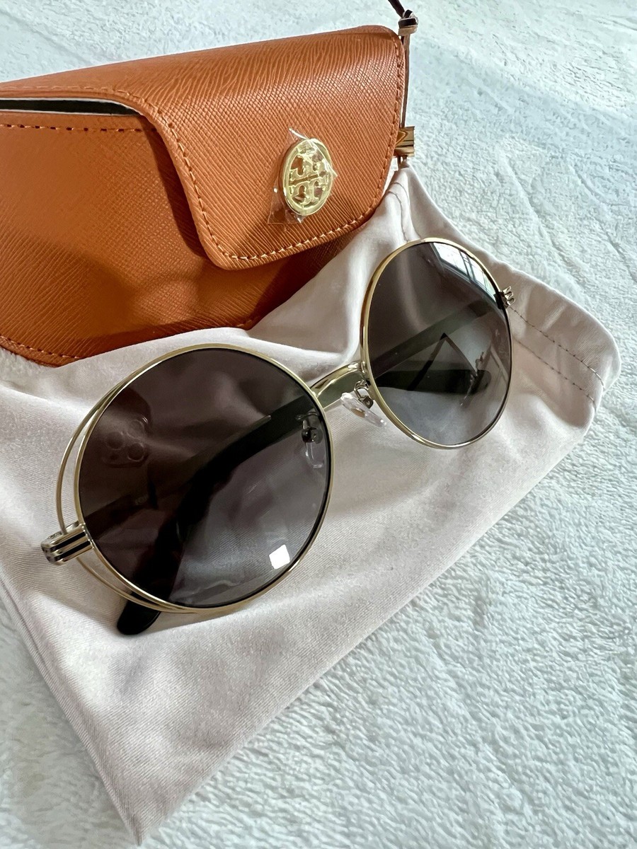 Tory Burch 56mm Round Sunglasses TY6085 Shiny Gold/Grey  display picture 3