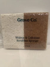 Grove Collaborative Walnut & Cellulose Scrubber Sponge - 2 Pack - NEW