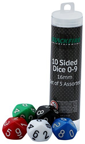 Blackfire Dice - 16Mm Assorted D10 Dice 0-9 (5 Dice)-image
