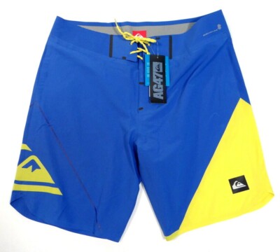 QUIKSILVER  BLUEBLUE  AG47 ボードショーツ Quiksilver AG47 New Wave Bonded Blue & Yellow 4-Way Stretch
