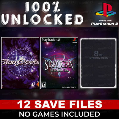 Star Ocean Second Story End of Time 1 2 PSX PS1 PS2 Memory Card 100% Save Beaten