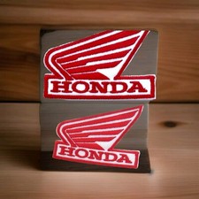 HONDA 2 Stück PATCH AUFNÄHER BESTICKT mit Riss Achse + Haken oder THERMOAUFKLEBER