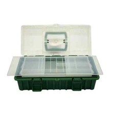 2 x Cantilever Fishing Tackle Box Clear Green 1 Tier  Tool Box Case Screws Bolts