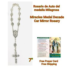 Miraculous Medal One Decade Car rearview mirror Rosary Virgen Milagrosa Pewter