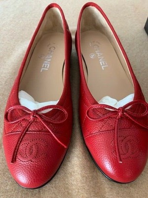 chanel red ballet flats