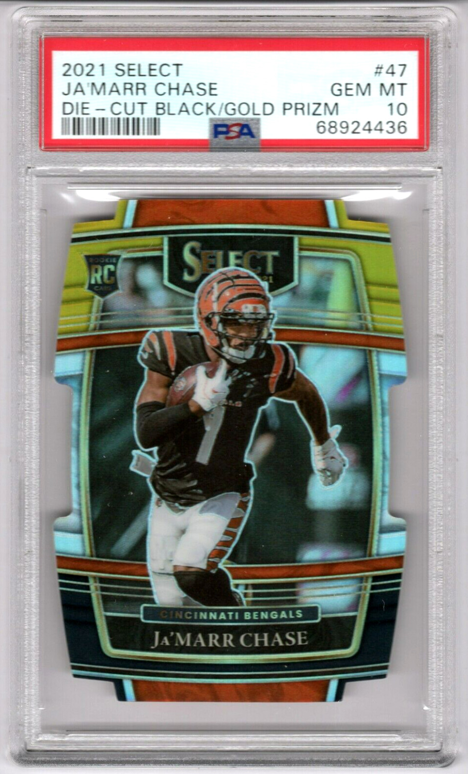 Ja'Marr Chase Black & Gold Die Cut Prizm Concourse Rookie PSA 10 2021 Select