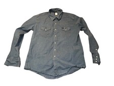 Vintage Wrangler Western Pearl Snap Shirt Mens XXL Chambray Long Sleeve Pockets