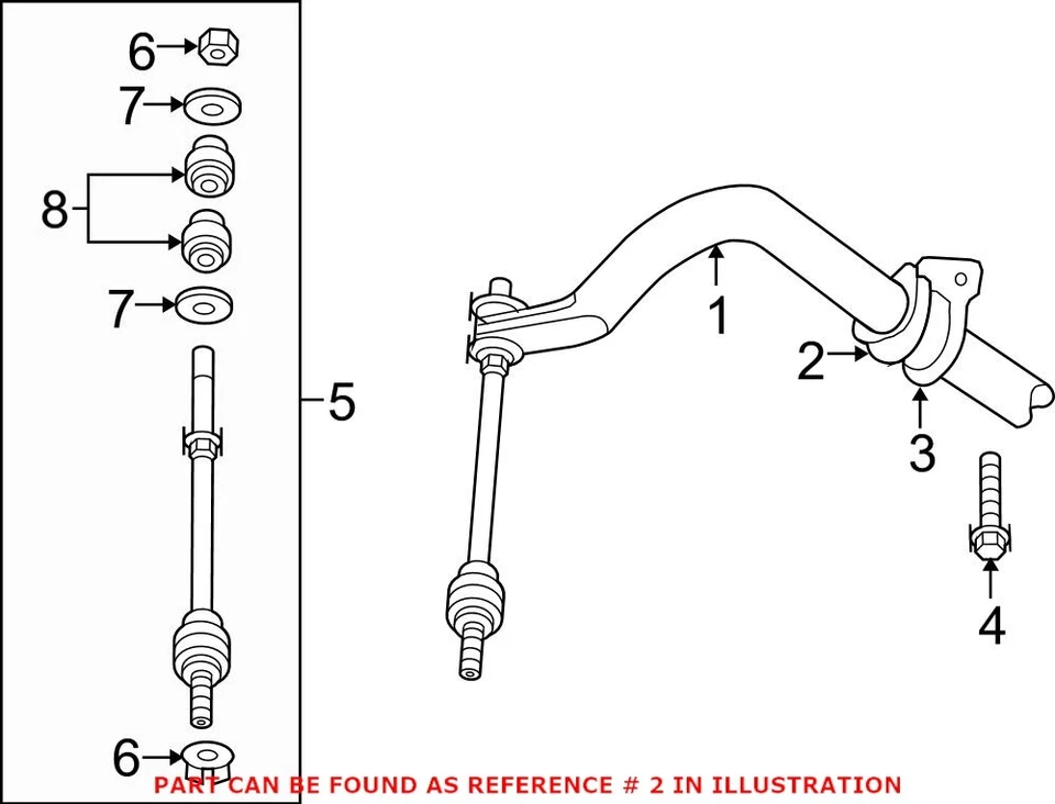 Buje de barra estabilizadora de suspensión delantera Mopar genuino OEM para Dodge Dakota Foto 3 de 3
