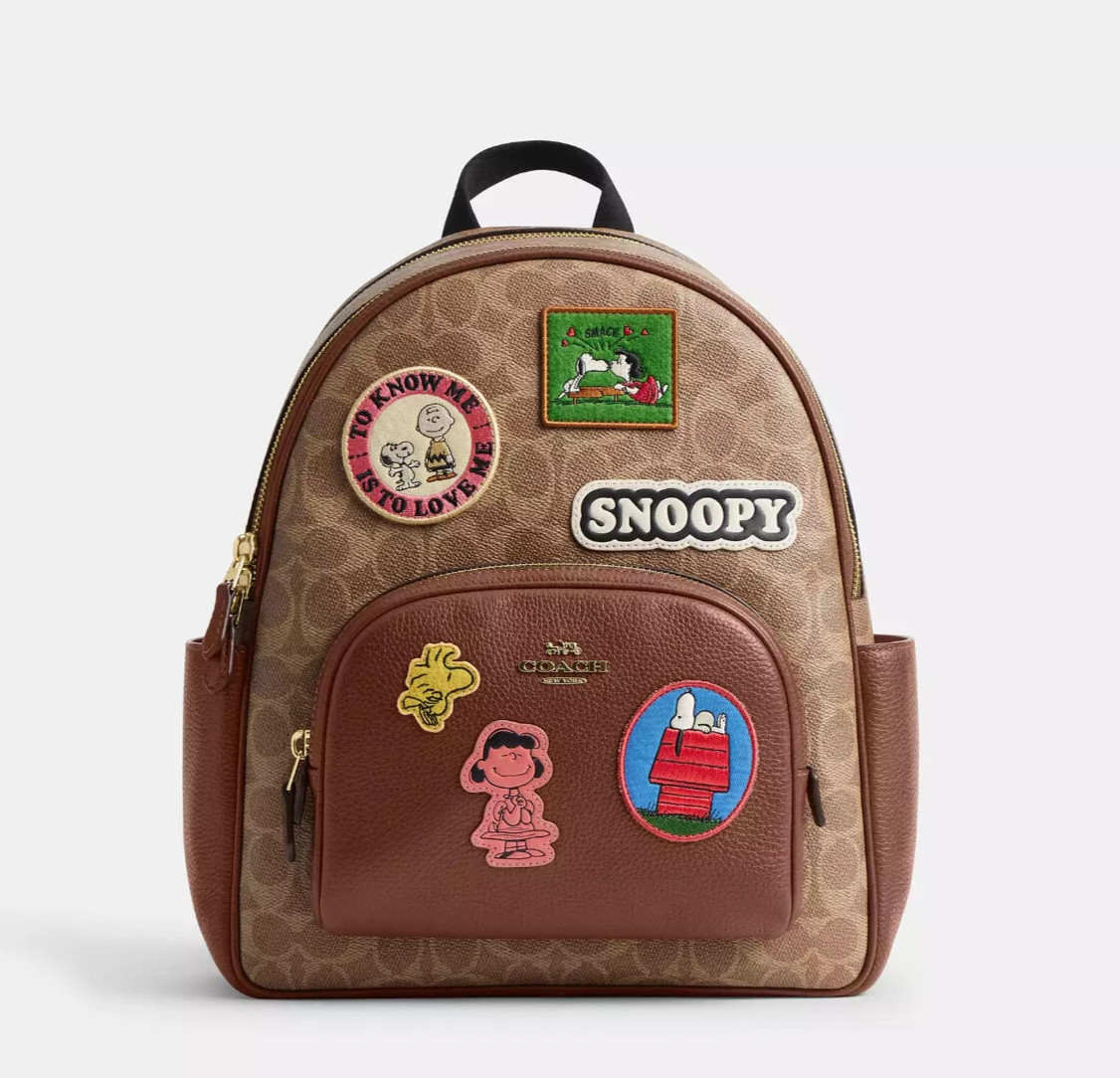 COACH x PEANUTS 2025 Court Backpack in Signature Canvas with Snoopy Patch CBM26 New Japan Exclusive