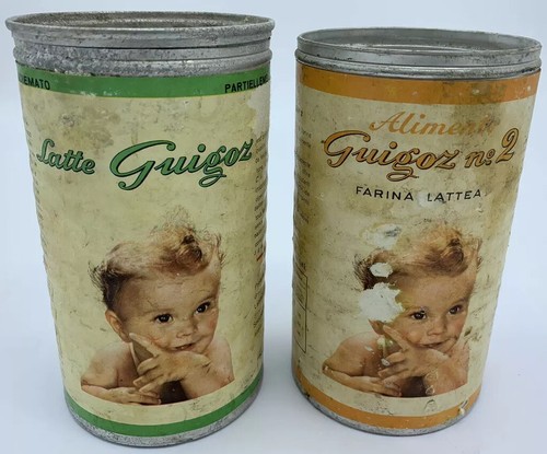 Boîte en Étain Vintage Lait Guigoz Lait en Poudre Vide Italienne Années 70’ - Photo 2 sur 9