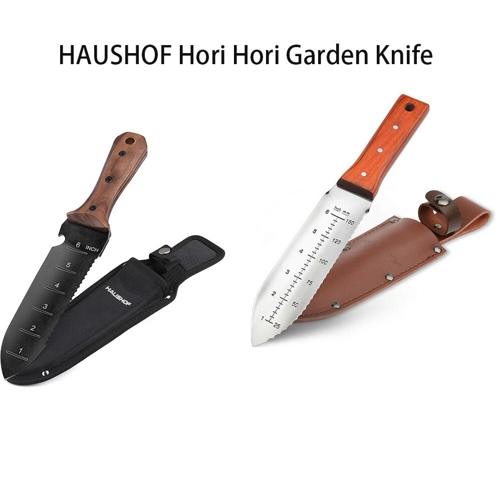 HAUSHOF Hori Hori Garden Knife Weeding&Digging Tool Full-Tang Oxford Sheath