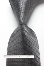 New Classic Solid Gray JACQUARD WOVEN 100% Silk Men's Necktie Tie