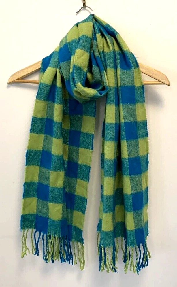 AMERICAN EAGLE winter scarf super soft checkered blue green yellow OS  unisex | eBay