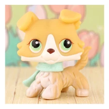 Pet Shop LPS Rare Toy lps Collie 272 White and Yellow Body Collie Green Eyes
