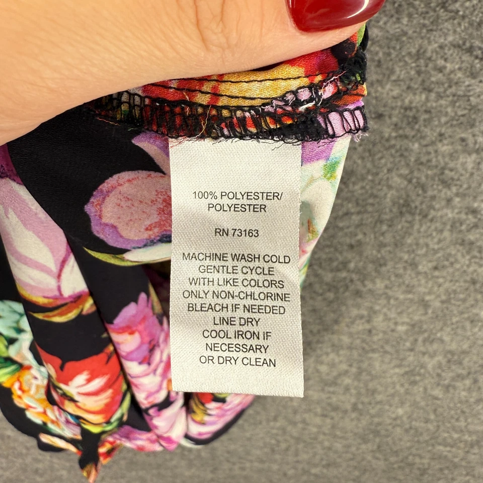 Spense рубашка платье женщин M средний черный цветочный Midi воротник без рукавов кнопка - Изображение 4 из 4