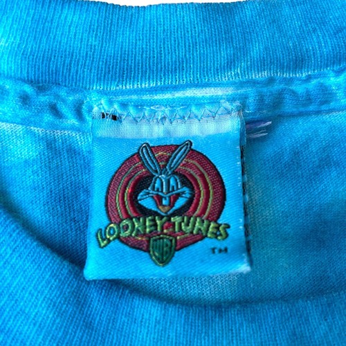 Vintage 90s/Y2K Looney Tunes Sylvester and Tweety Blue Tie Dye T-Shirt - Picture 4 of 4