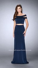 298 NWT NAVY BLUE TWO PIECE LA FEMME PROM/PAGEANT/FORMAL DRESS/GOWN 24520 SZ 4