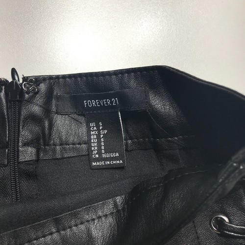 Forever 21 Skirt Womens Small Faux Leather Side Laced Up Mini Party Casual Black - Picture 7 of 16
