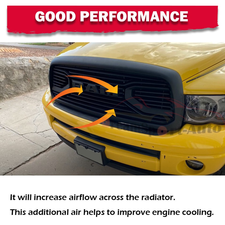 For 20022005 Dodge Ram 1500 Front Bumper Grille Big Horn Black Grill W