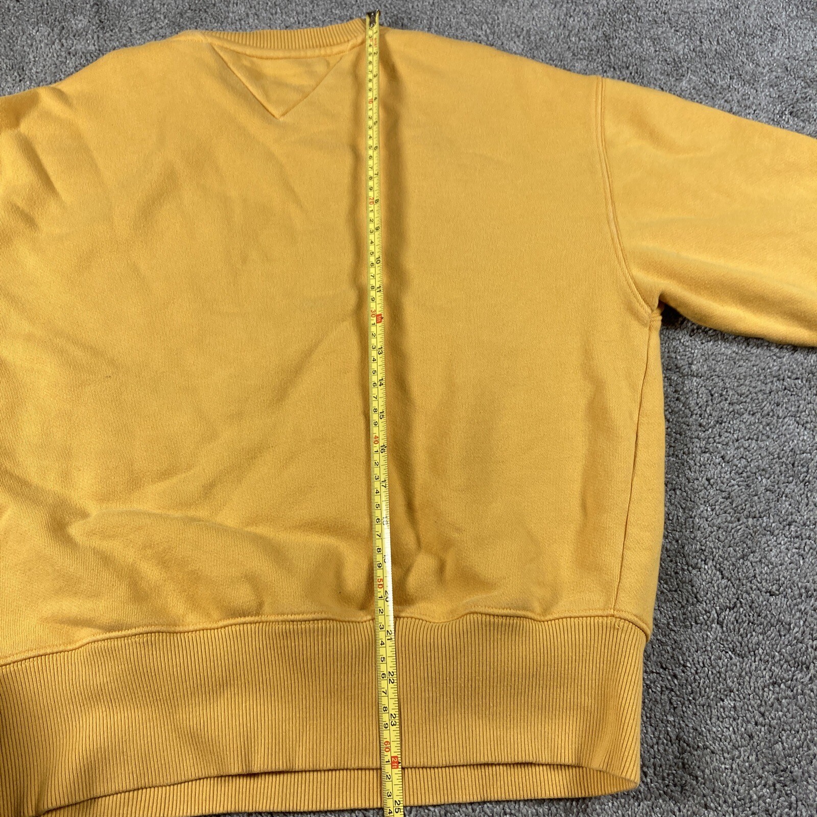 Tommy Hilfiger Sweatshirt Mens Small Yellow Jeans Logo Crewneck
